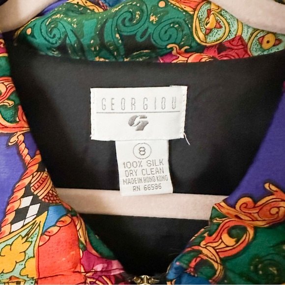 90s Vintage Georgiou 100% Silk Quilted Bomber Jacket Size Medium / Women's 8 - Picture 3 of 6
